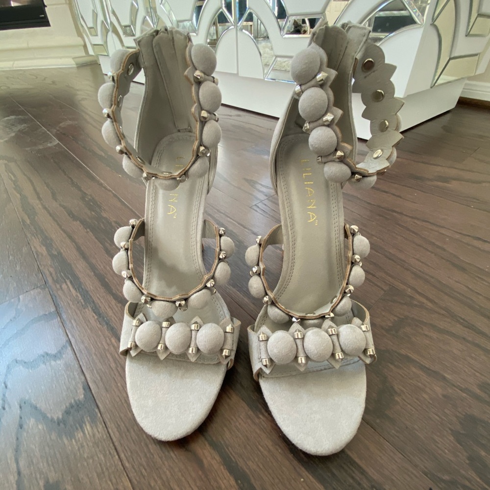 Liliana Suede Grey 3 Strap Heel